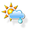 Partly cloudy and light rain