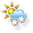 Partly cloudy and snow showers