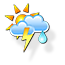 Cloudy, thunderstorms with rain